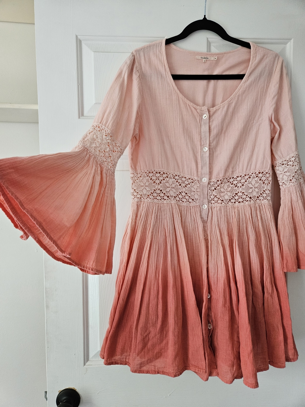 Tularosa Blake Pink to Coral Ombre Mini Dress with Lace Waist